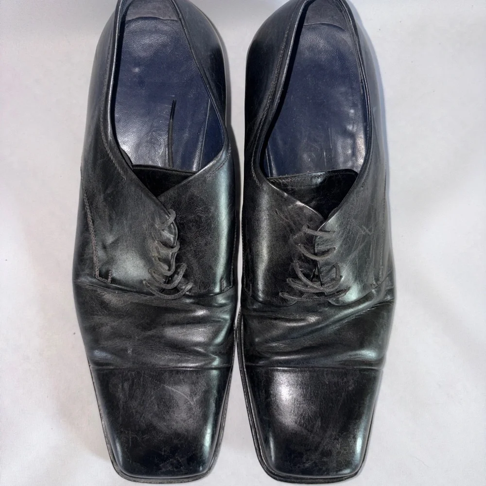 Salvatore Ferragamo Black Leather‎ Lace-Up Derby Shoes Size 8